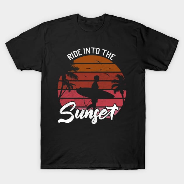 Vintage Sunset Surfer T-Shirt by crimsonshirt